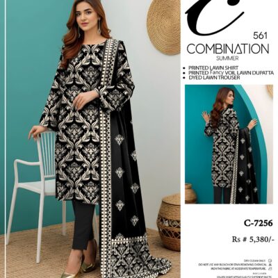 Combination Summer Lawn 3pc Unstitched Suit (Digital Printed)