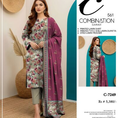 Combination Summer Lawn 3pc Unstitched Suit (Digital Printed)
