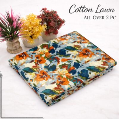 Women’s Multicolor Floral Cotton Lawn – Aqua Bloom