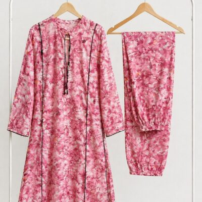 Floral Digital Printed Lawn 2-Piece Frock Stitched Suit