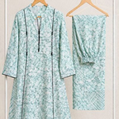 Floral Digital Printed Lawn 2-Piece Frock Stitched Suit