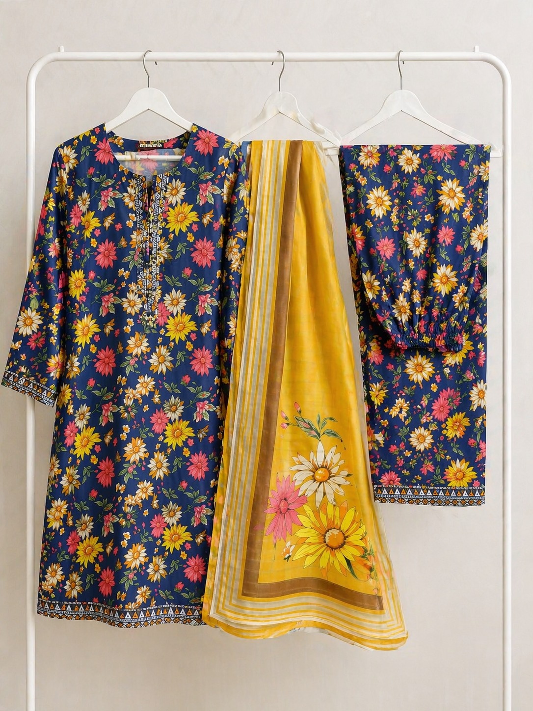 Bin Saeed Pure Lawn Digital Printed 3-Piece Stitched Suit
