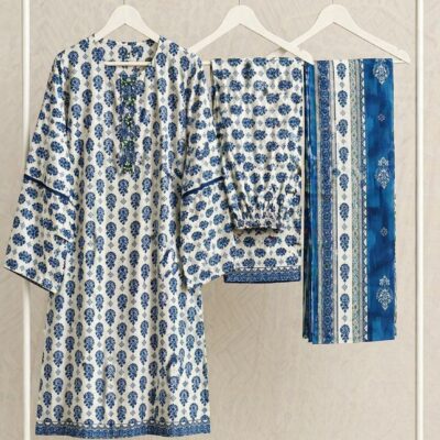 Bin Saeed Pure Lawn Digital Printed 3-Piece Stitched Suit