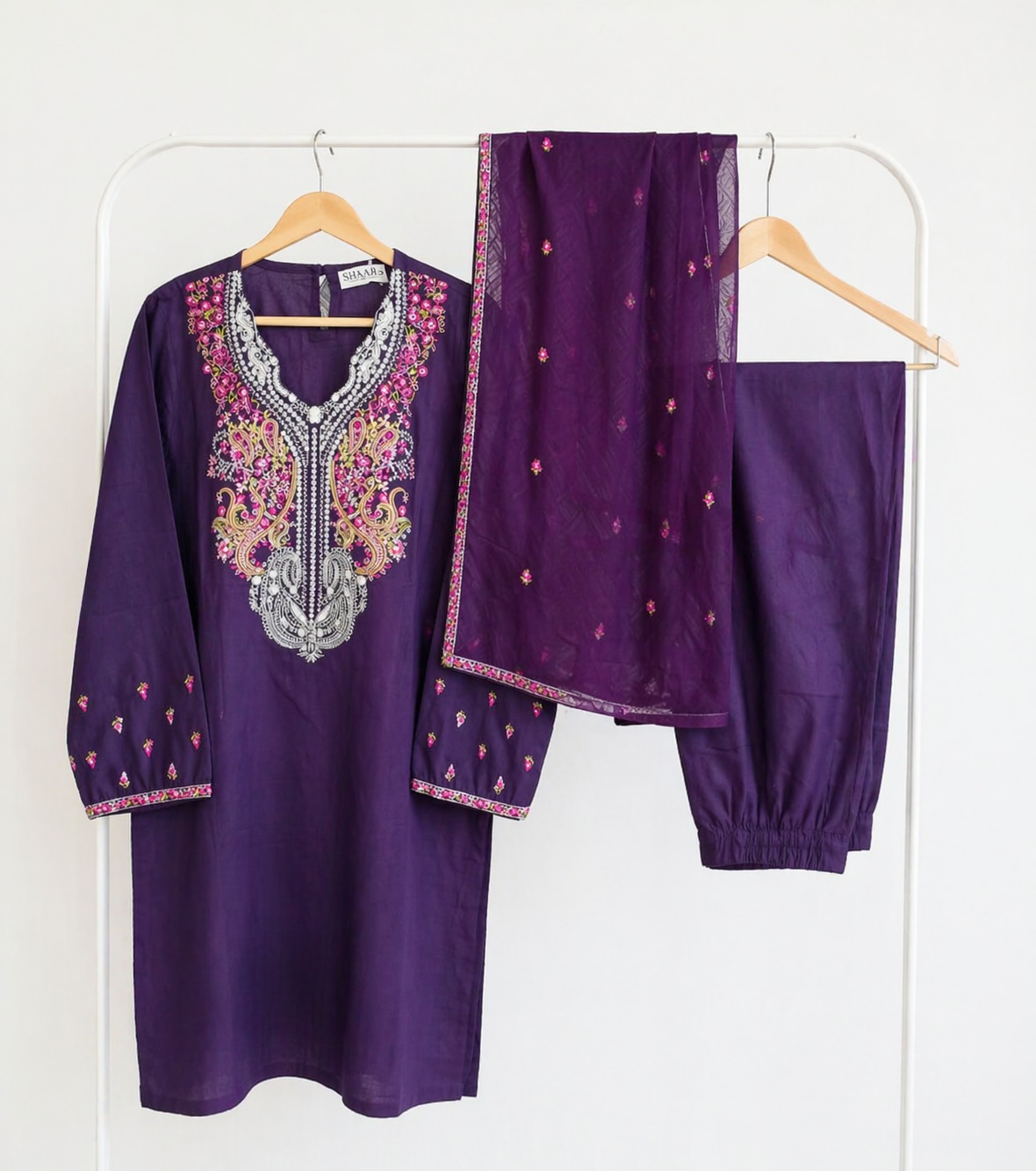Premium Pure Lawn Embroidered 3-Piece Stitched Suit